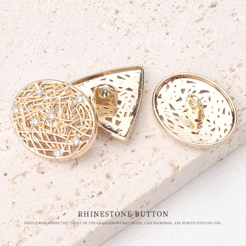 5pcs Geometric Metal Hollow Diamond Buttons High-End Fashion Coat Trench Coat Sweater Gold Buttons Buttons