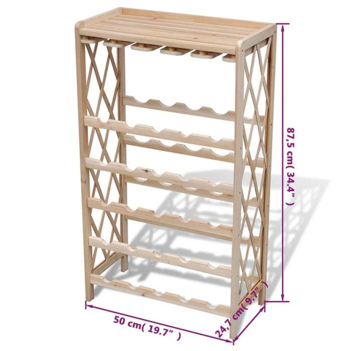 Casier à bouteilles - vidaXL - Bois de sapin - 25 bouteilles - 50 cm - Marron