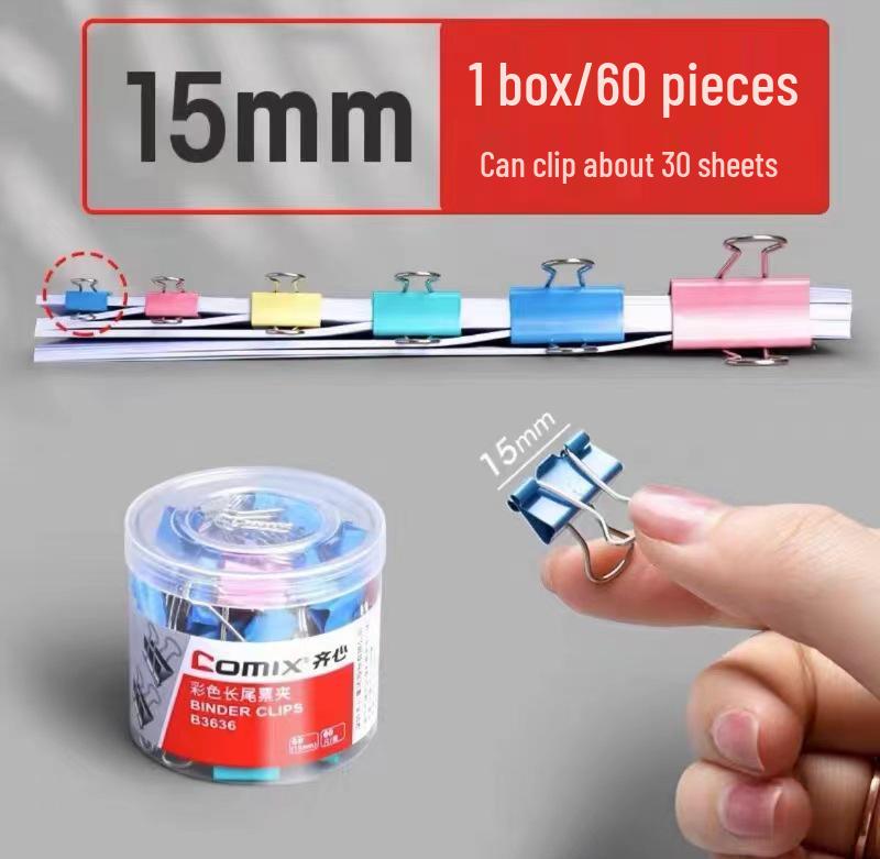 Qixin Swallowtail Clips: Effort-Saving, Colored Metal Clips for Office and Student Use, Available In Large, Medium, Small Sizes