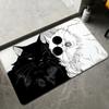 Cute Hand Drawn Black Cat Book Print Doormat Non-Slip Absorbent Washable Floor Mat for Bathroom Entryway Cat Lovers