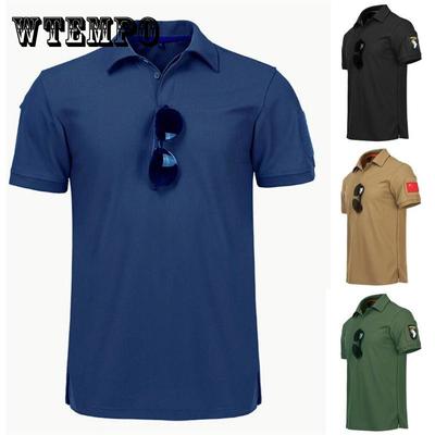 Polo Shirt Men Summer Us Army Camouflage Polo Man's Quick Drying Arm Pocket Polo Shirts