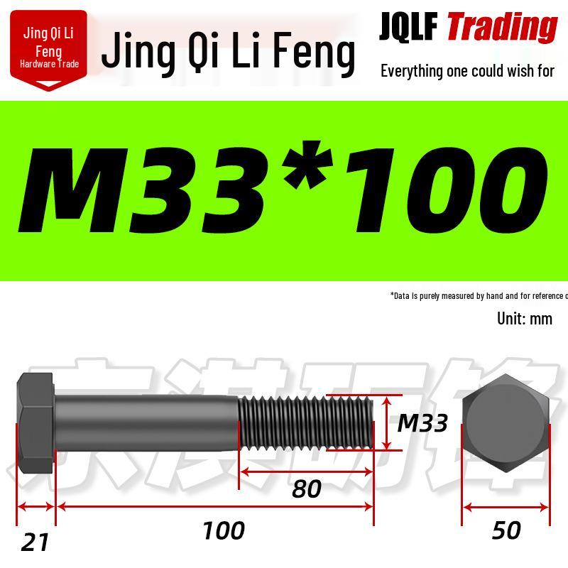 M27-M39 Grade 12.9 Blackened Half-Thread Hexagon Bolt