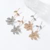Exaggerated big  flower, leaf, full diamond, multi-layer pendant earrings, women's fashionable high-end earrings