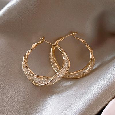 Female High-end Niche Mesh Hollow Circular Earrings