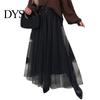 Polyester Mesh Skirt Women's Tulle Skirts High Waist Midi Black Flowy Flattering Design Party Dress Long Tutu for Wedding Cocktail Prom Trendy Women