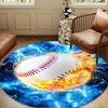 Flaming Football Artwork Round Rug for Livingroom,Bedroom, Palyroom, Chair Rug, Area rug, Circle Carpet, Large Size Fan Christmas gift