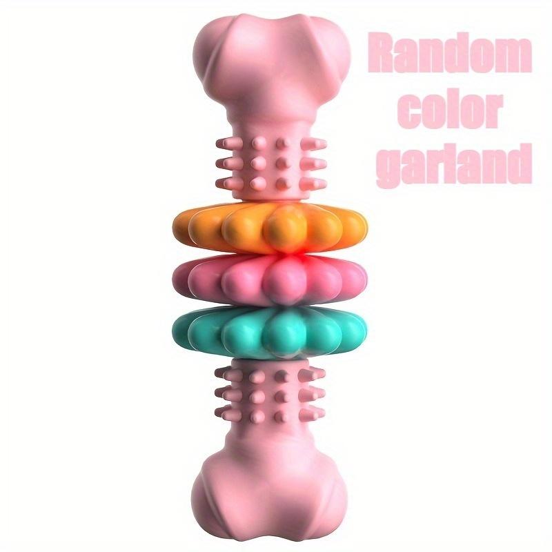 Unzerstörbares Hundekauknochen-Spielzeug für aggressive Kauer - Langlebiger thermoplastischer Gummi mit geometrischem Muster, Zahnreinigung