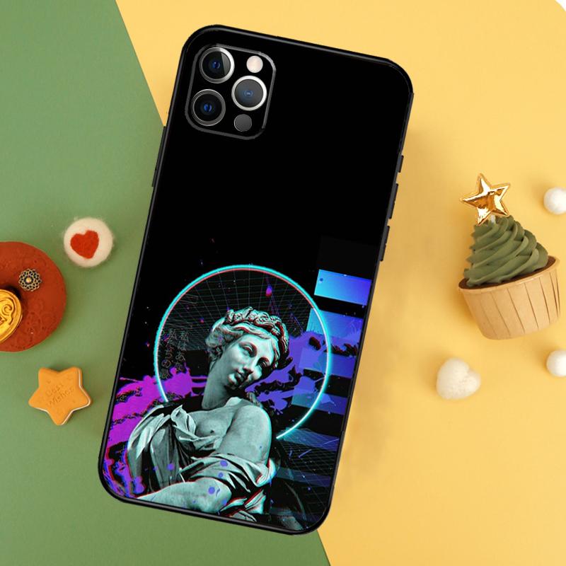 Greek God Statue Face Funda For iPhone 11 12 13 14 16 15 Pro Max Mini XS Max X XR SE2 7 8 14 16 15 Plus Phone Case