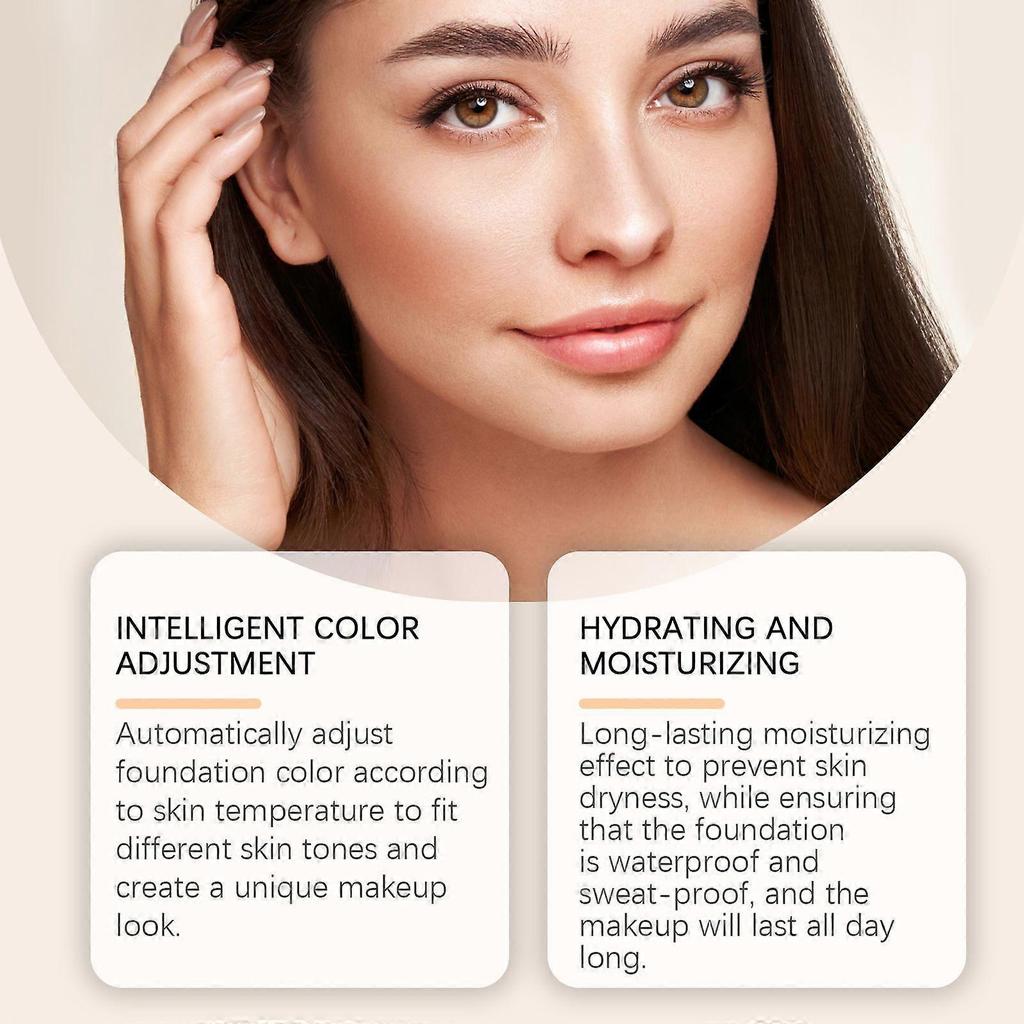 Jaysuing Color-Changing Foundation Liquid Moisturizing, Natural Concealing, Long-Lasting, Hydrating, Non-Cakey, Brightening Color-Changing Foundation