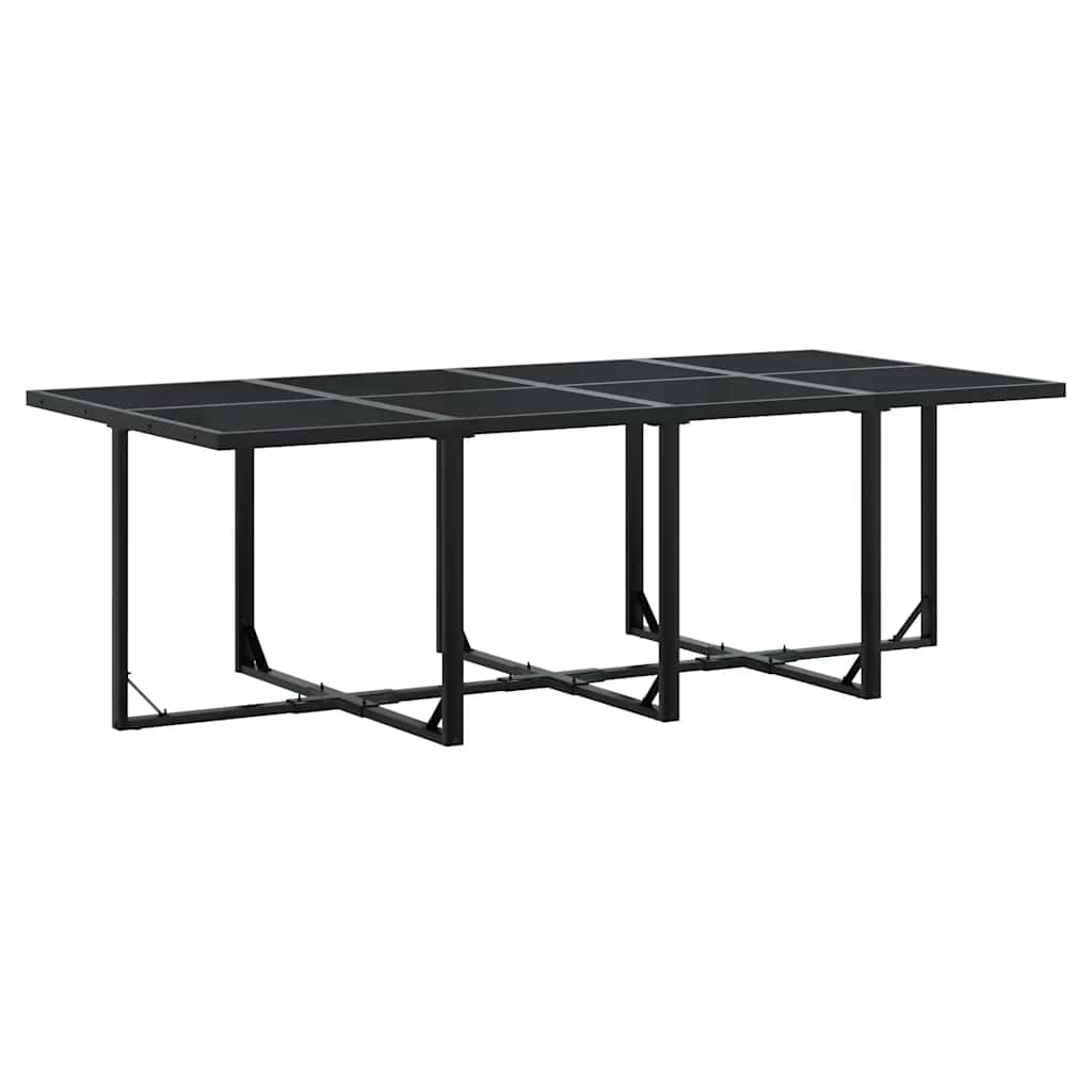 9 Piece Outdoor Dining Set with Cushions Black Poly Rattan