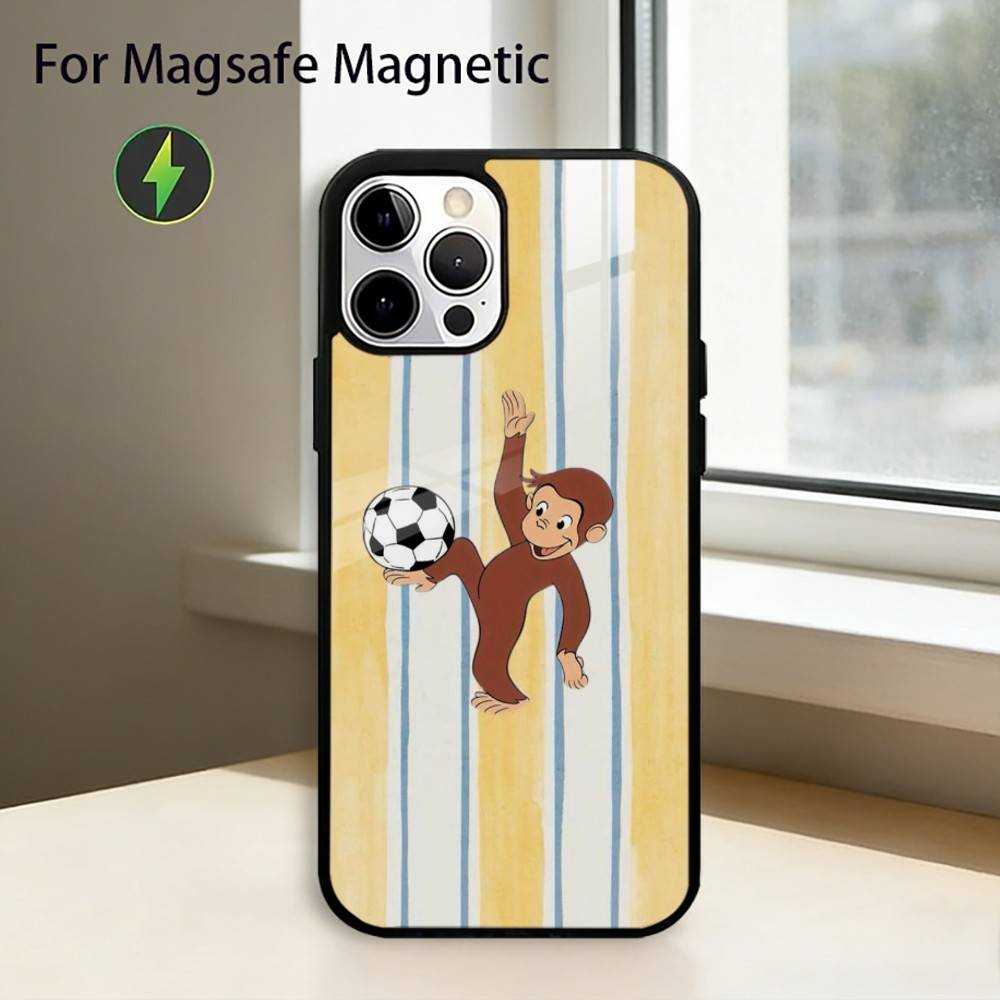 Curious G-George M-Monkey Phone Case For iPhone17,16,15,14,13,12,11 Plus,Pro Magnetic with Magsafe Wireless Charging