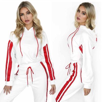 Women Casual Sweatshirt Sports Pants Hooded Cropped Sweatshirt