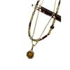 2024 Fashion Tiger Eye Stone & Metal Beaded Necklace - Chinese Style Clavicle Jewelry for Women