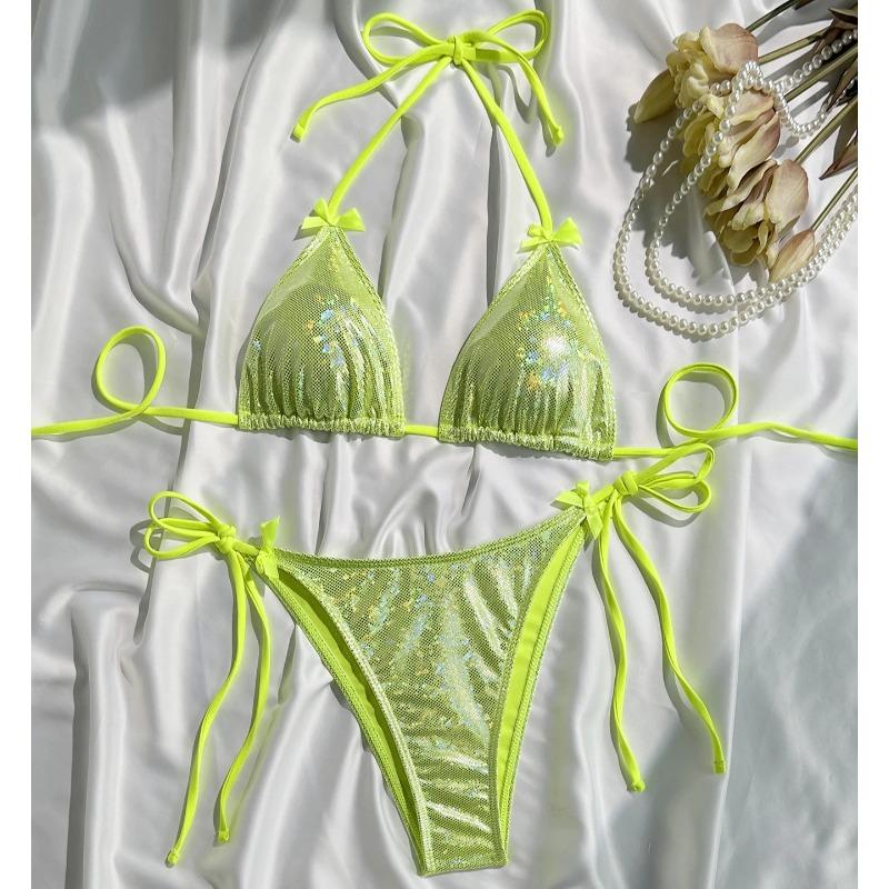 Halter Shiny Star Sequins Bikini Set Women 2026 Swimsuit Two Pieces Bikini Set Brazilian Bathing Suit Swim Beachwear Swimwear