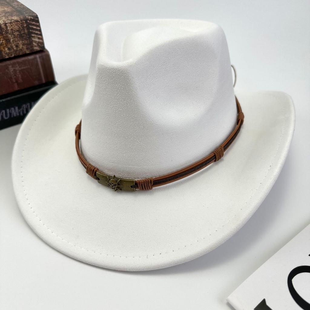 Western Cowboy Hat Women Woolen British Suede Belt Peach Heart Top Hat Felt Hat