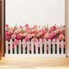 Fence Rose Bush Wall Sticker Removable Waterproof PVC Red Flower Pattern Sticker Home Office Living Room Bedroom Wall Decoration Decal