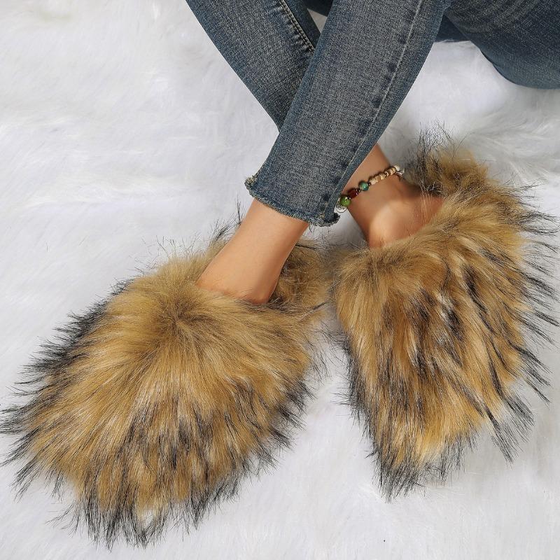 Winter new bag head plush fluffy home slippers women's flat bottom large size indoor slippers fluffy mop