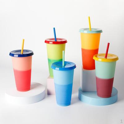 5 Pieces Color Changing Cups Cold Beverage Juice Drink Tumblers for