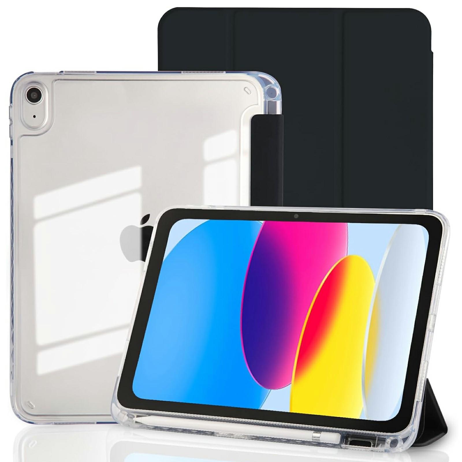 

Чехол для планшета для iPad (2025)/iPad 10.9 (2022) Акриловая задняя крышка из ПУ кожи с откидной крышкой и слотом для карандаша Black