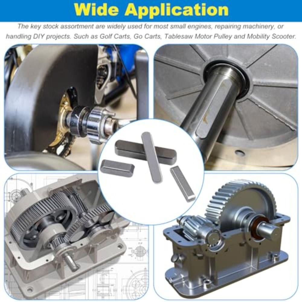 140pcs Carbon Steel Square Parallel Keys 3-6mm Size Range Round End Flat Keys  Machinery Repair