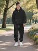 2025 Men's Autumn/Winter Fleece Zip-up Hoodie & Multi-pocket Cargo Pants Sports Set