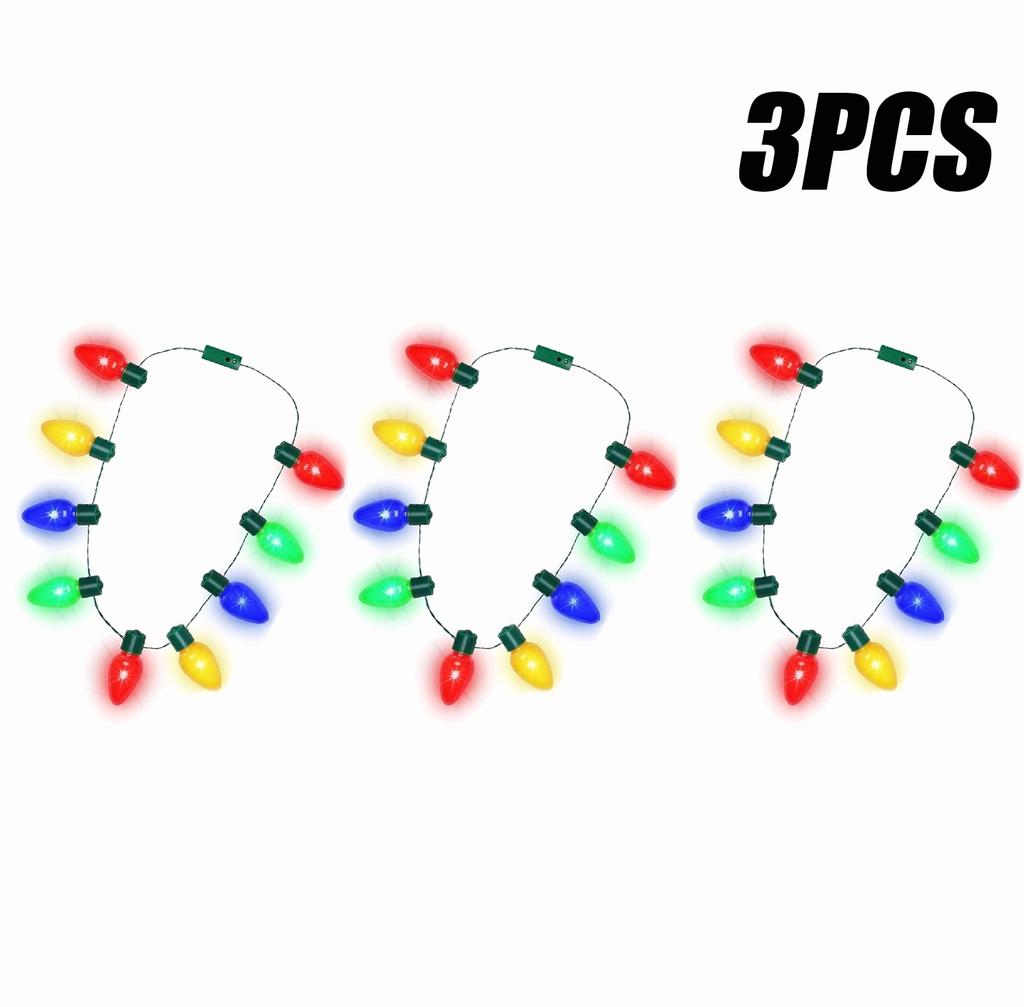 10 bucăți colier strălucitor de petrecere cu 9 lumini Colier cu bec de Crăciun strălucitor cu LED-uri Colier cu bec bliț Recuzită care strălucește în întuneric