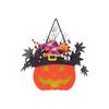 Halloween Pumpkin Decoration, With Maple Leaf Berry Witch Hat, Halloween Door Sign Wood Light For Front Door Indoor Outdoor Patio Party Cartoon