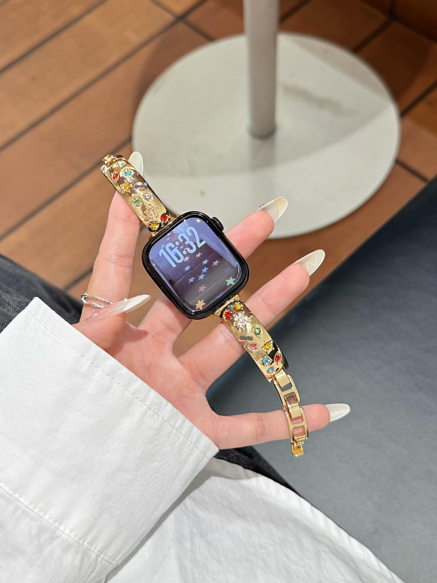 

Dual-Color Diamond Strap for Apple Watch 2-11 Xiaomi 8 Pro/9 Pro золотий
