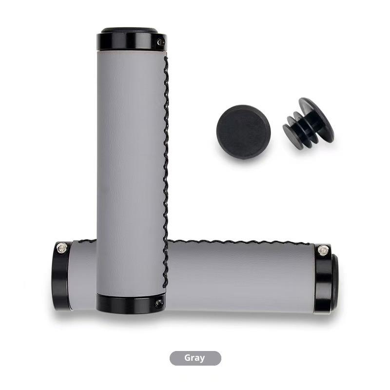 Bicycle Grips Shock Absorber Dead Fly Folding Car Scooter Mountain Bike Grips Hand Sewn Grips PU Leather Retro Accessories
