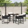 VidaXL Ensemble de salle à manger de jardin 5 pièces avec coussins en rattan poly noir 3380004