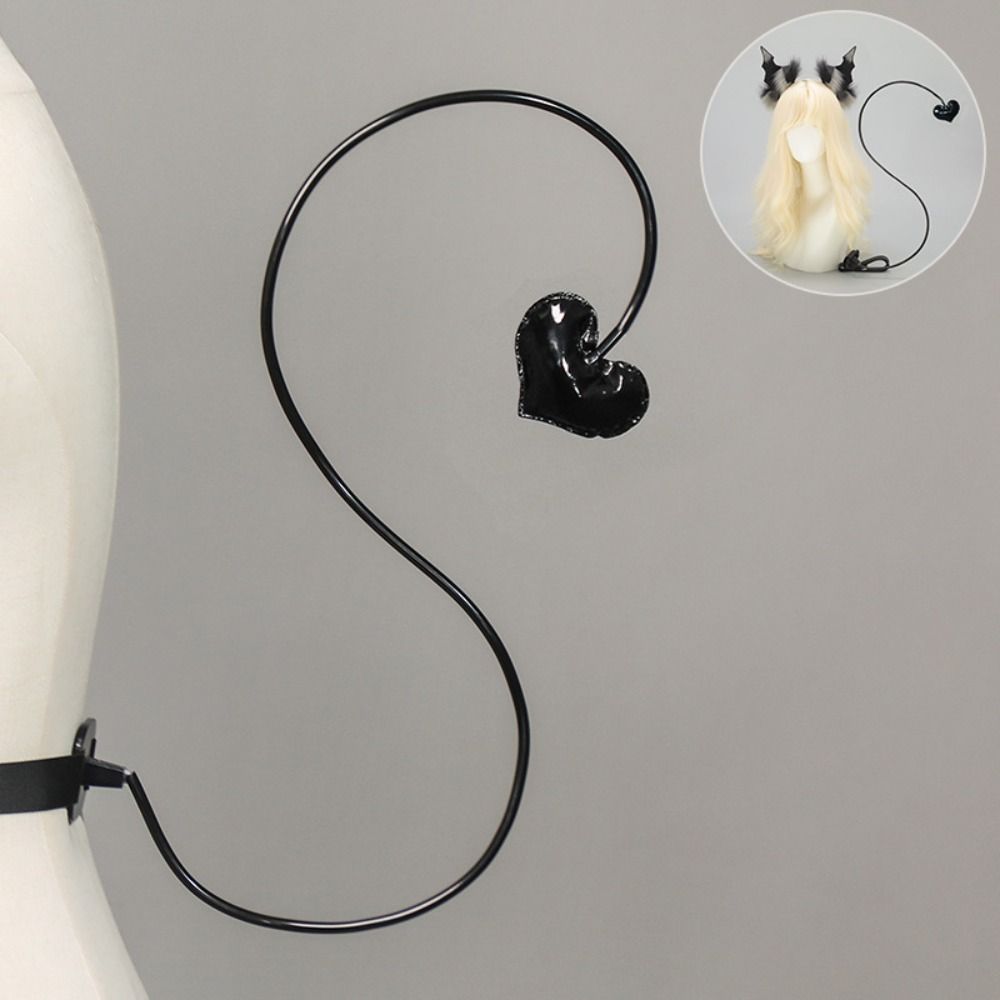 Black Demon Tail Prop Dark Gothic Cosplay Costume New Demon Horns Headband Party