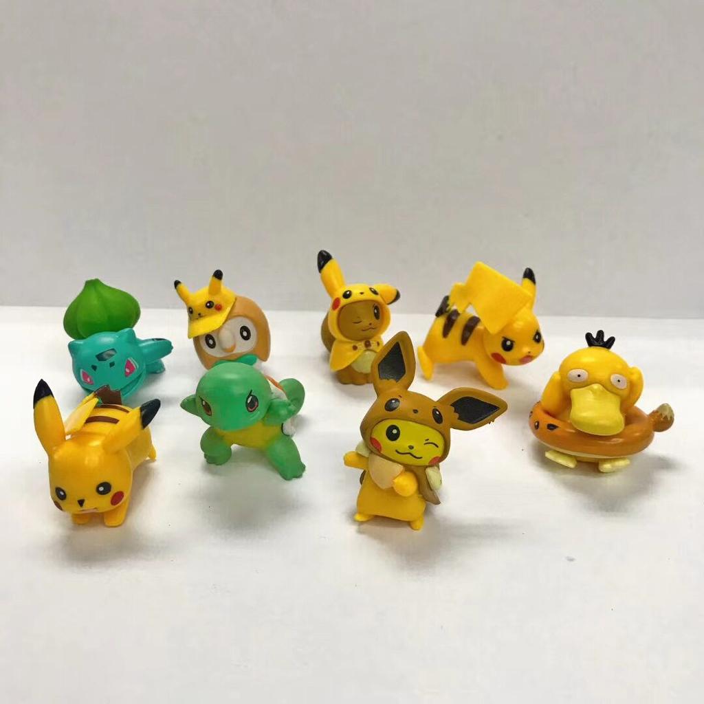 In Stock Anime Figure Pok  Mon Cosplay Animal  Car Cake Decoration Cute Mini Action Figure Toy Birthday Surprise Gift