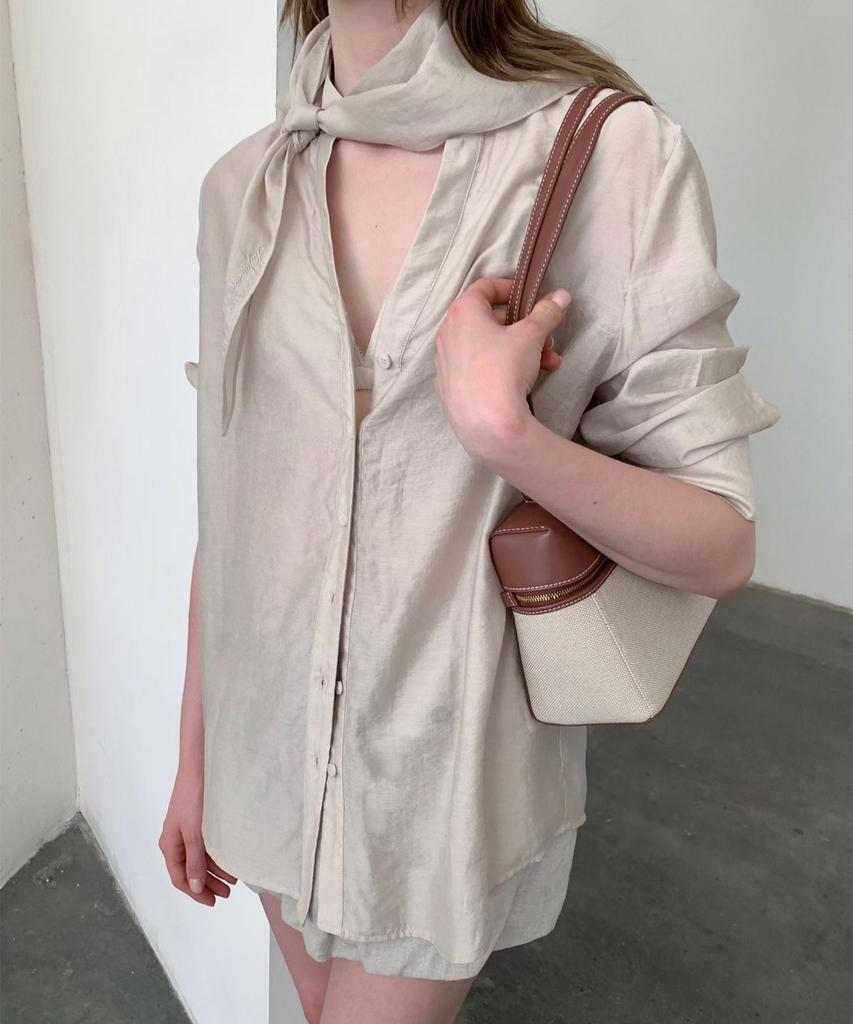 Baseukala Sheer Scarf Blouse (2Colors)