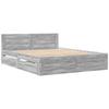 VidaXL Bed Frame with Headboard Sonoma Grey 160x200 Cm, Bedroom Furniture, Double Bed, Slatted Base, Bed, Frame 3295553