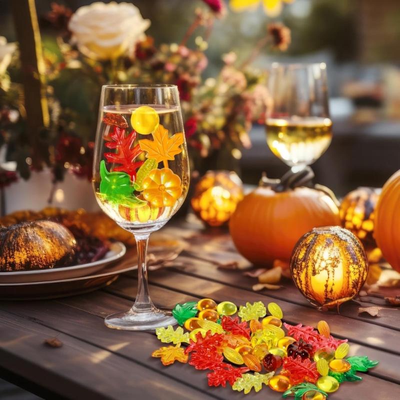 100Pcs Autumn Themed Vase Fillers Shatterproof Acrylic Decoration Piece For Fall Festival Thanksgiving Decorations