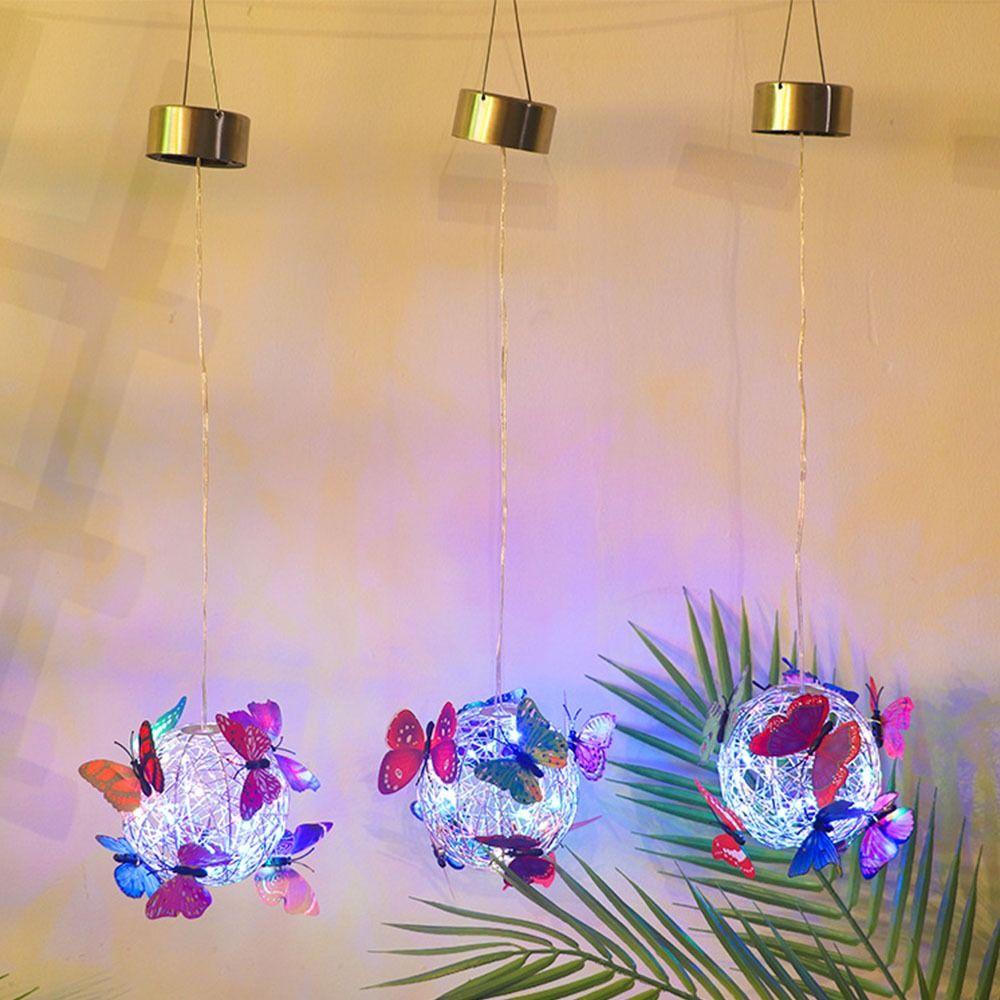 Colorful Butterfly Solar Butterfly Ball Light Waterproof LED Hanging Light Night Lighting
