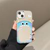 Mirror blue big mouth monster is suitable for iPhone17 mobile phone case 16pro electroplating buttons Apple 15 all-inclusive 13/14