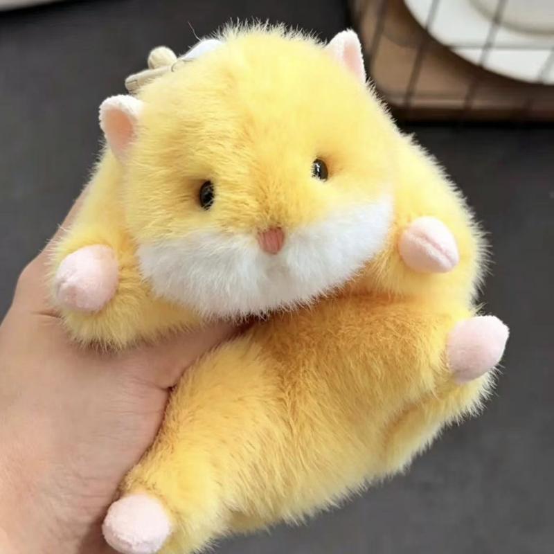 Products In Stock Kawaii Golden Bear Little Hamster Plush Toy Cartoon Cute Pet Keychain Bag Pendant Festival Surprise Gift