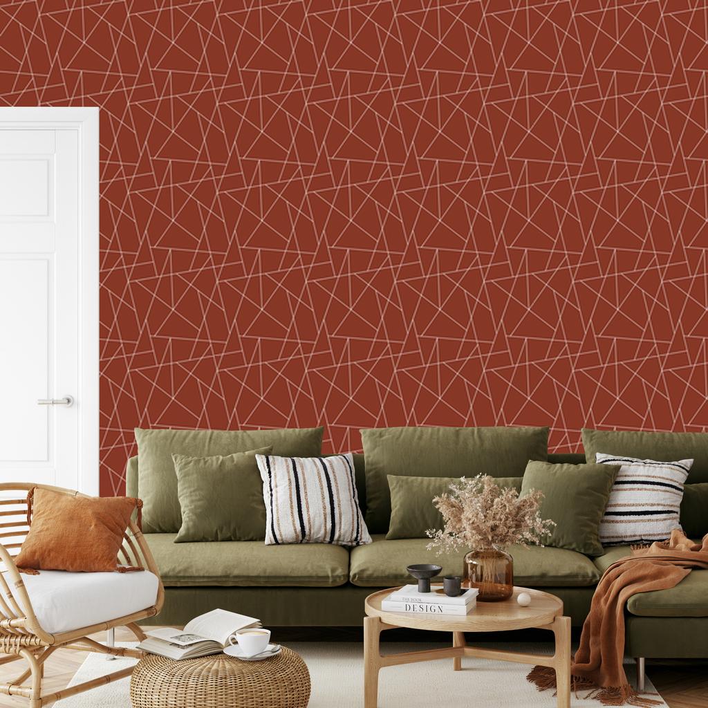 Wallpaper Geometric pattern red, red center 50x1000
