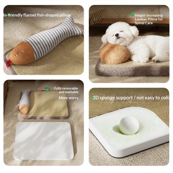 Pet Mat Cooling Rattan Fabric Breathable Anti-Slip Soft Thick Filling Sleep Heat Dissipation Summer Pet Cooling Pad