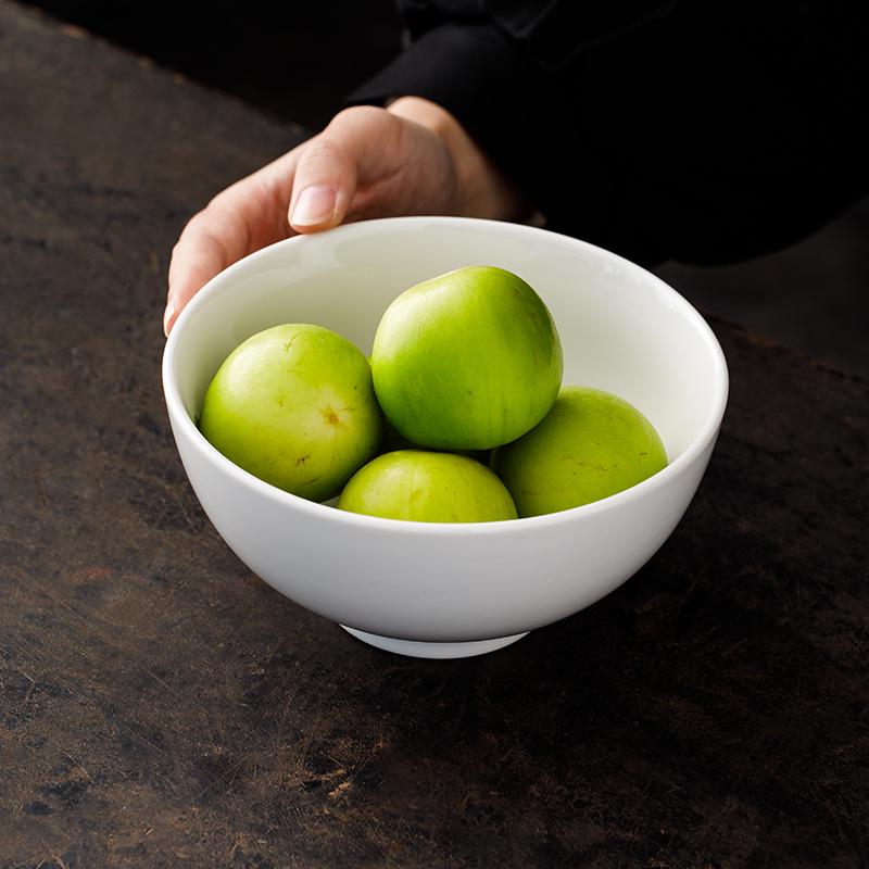 6.2-inch Rice White Porcelain Soup Noodle Bowl, 750ml - Ideal for Salad, Dessert, and Small Noodle Dishes