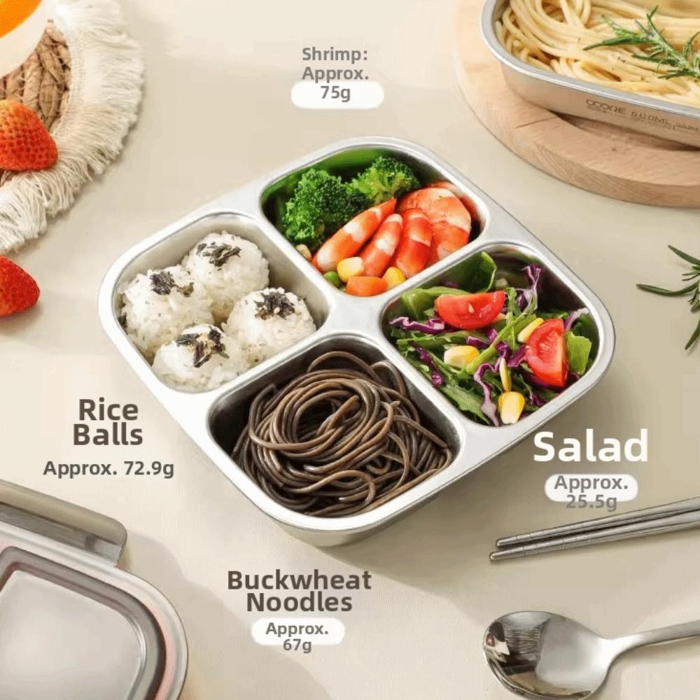 3/ 4 Grids Stainless Steel  Lunch Box Leak Proof Student Meal Plate Food Container  Camping