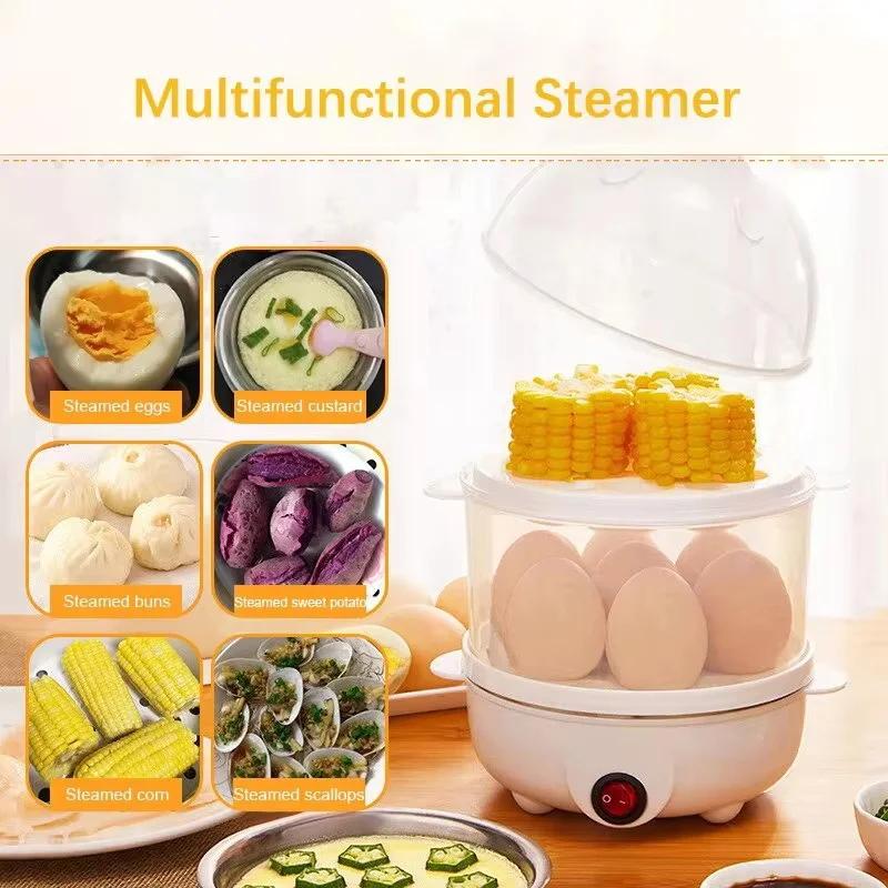 Multifunctional Electric Egg Boiler, Double Layer Egg Steamer and Poacher for Cooking Breakfast in Kitchen