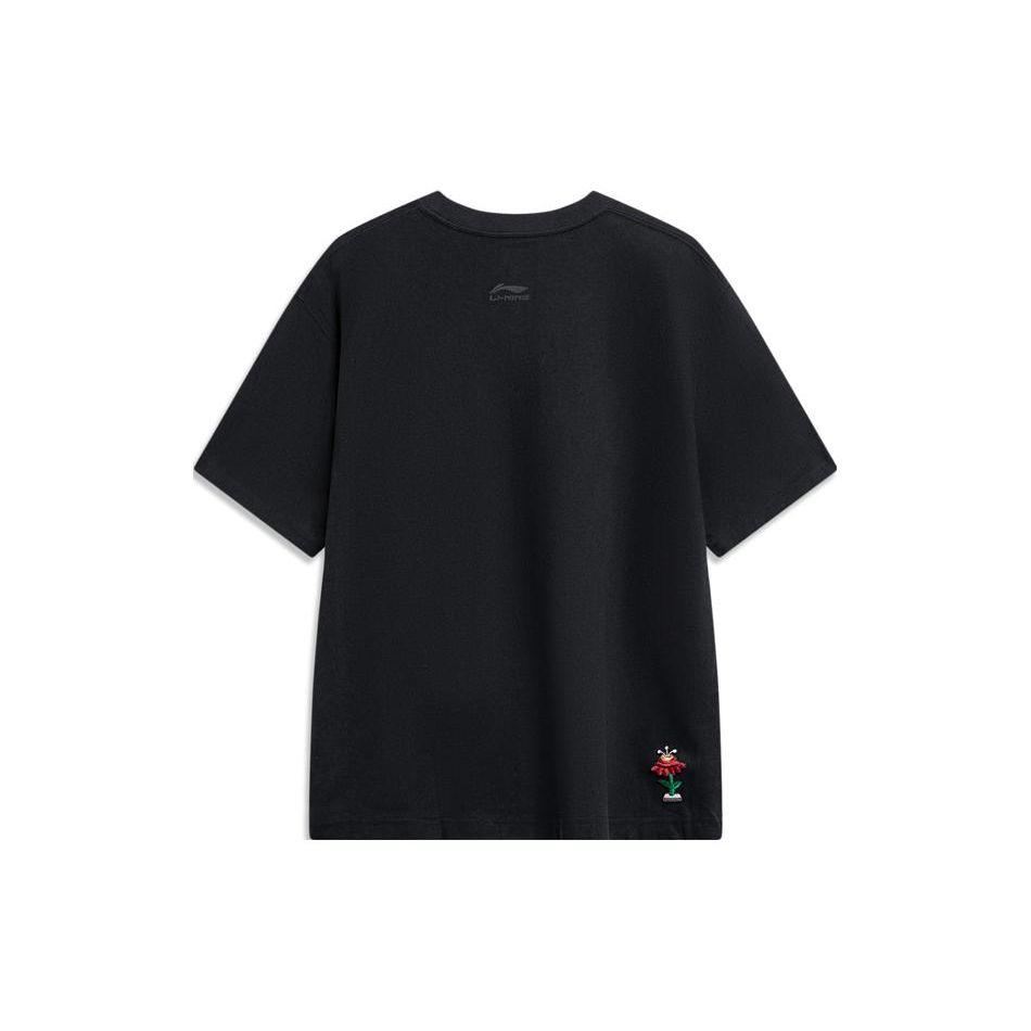 Li Ning Embroidered Pattern Round Neck Pullover Short Sleeve T-Shirt Men Tops Black AHSU009-3