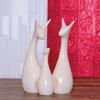 Lucky Deer Statue Family Piano Finish Ceramic Figures Deer Couple showpiece Decorative Showpiece - 25 cm  (Polyresin, Brown)