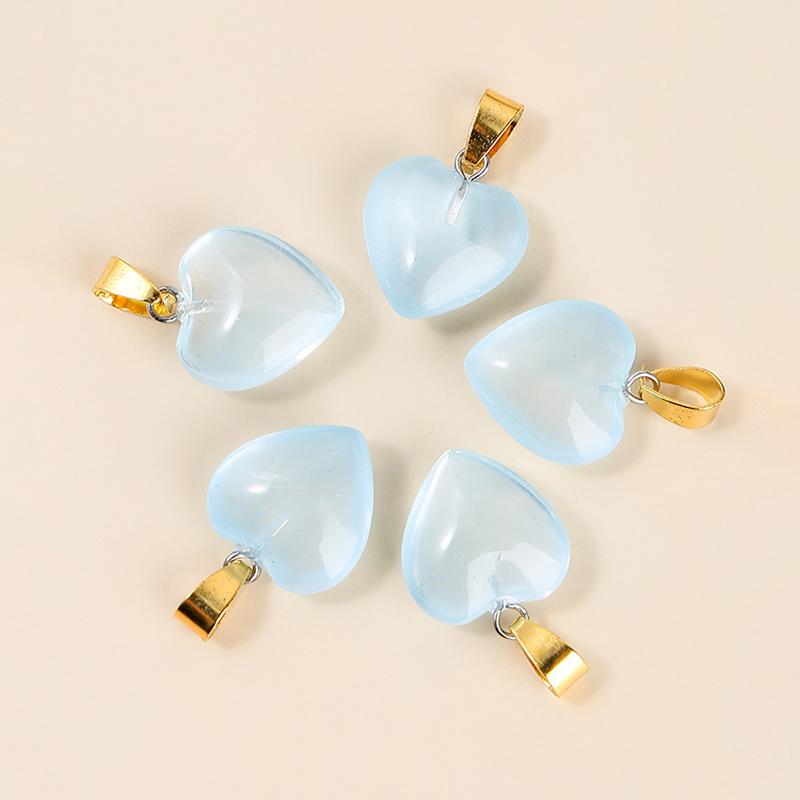 5Pcs/Lot Lampwork  Glass Love Heart Beads Charms Pendant Diy Handmade Jewelry Making Accessories