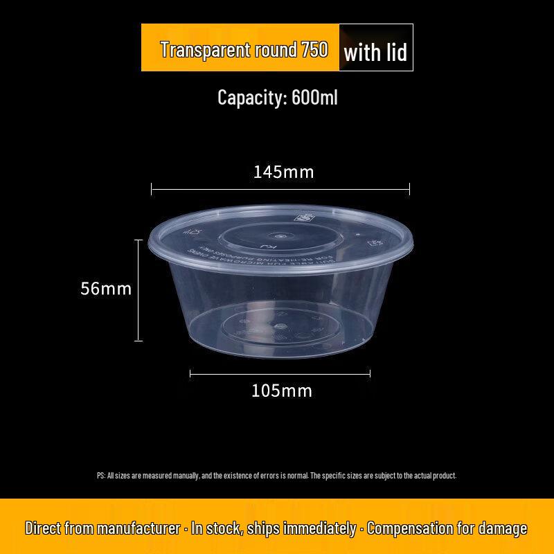 ZISIZ Disposable Round Plastic Food Containers