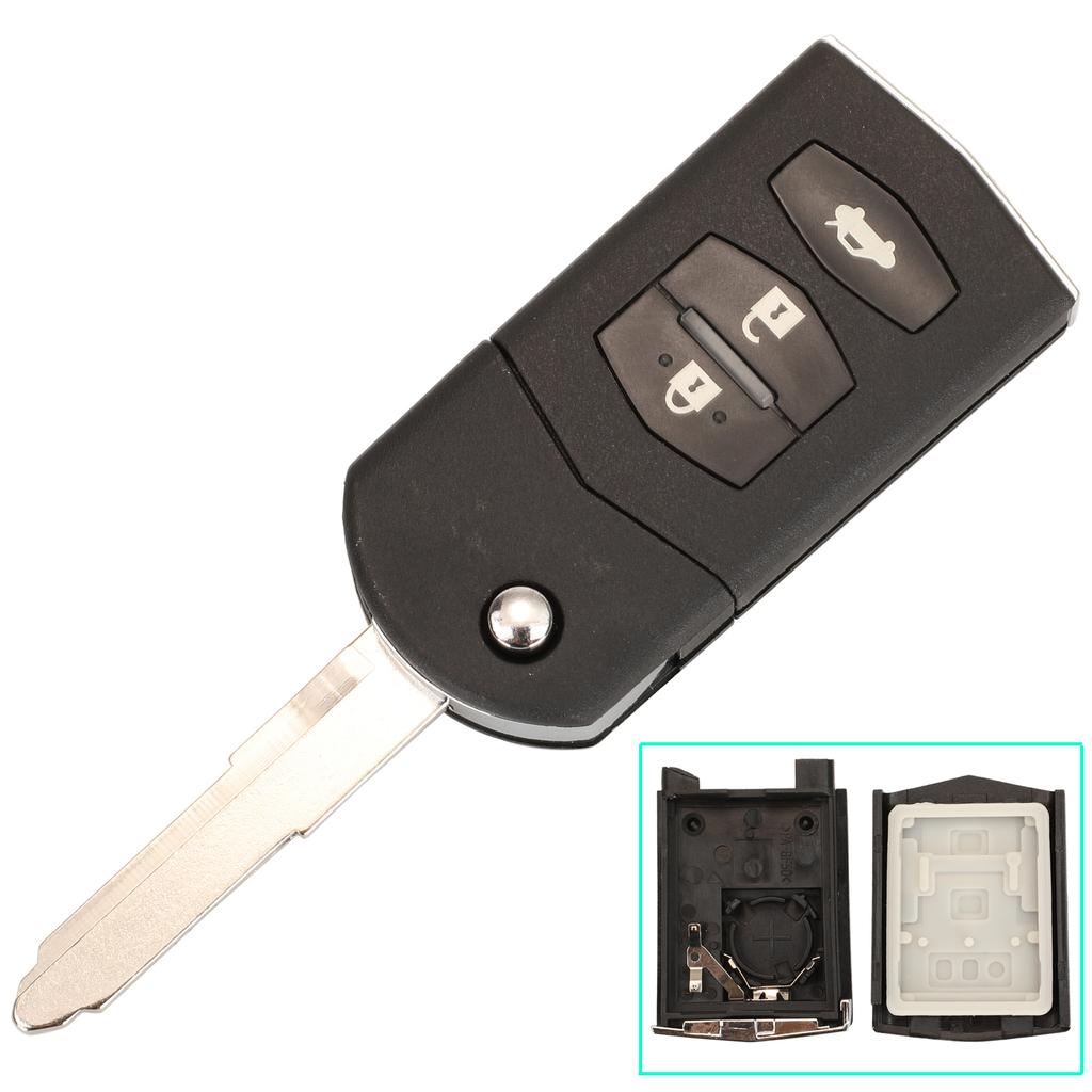 jingyuqin 2/3 Button Remote Key Fob Shell Case Folding Flip For Mazda 2 3 5 6 CX-7 / CX-9 / MX-5 With Uncut Blade Replacement