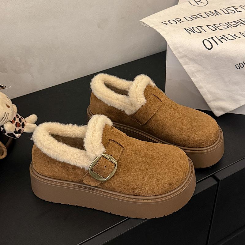 Women's Fashion Lightweight Soft Sole Winter Warm Fur One Snow Boots Padded Lined Non-slip Casual Sports Cotton Boots Fur Shoes
