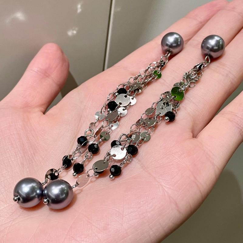 Vintage Black Series Stud Earrings 925 Silver Needle Minimalist High-End Personality Accessories for Women